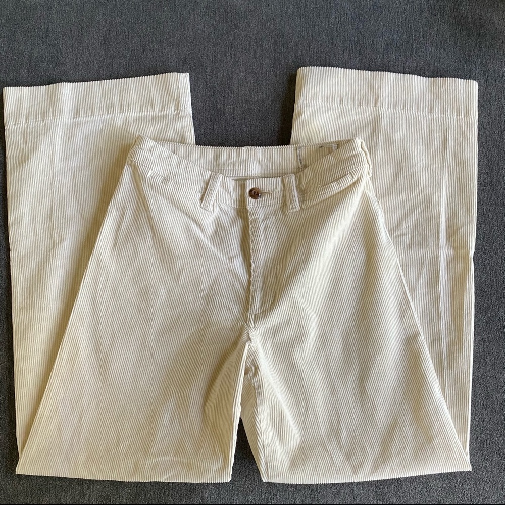 white corduroy wide leg pants